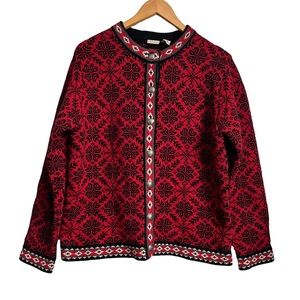 Vintage LL Bean Merino Wool Nordic Cardigan Sweater